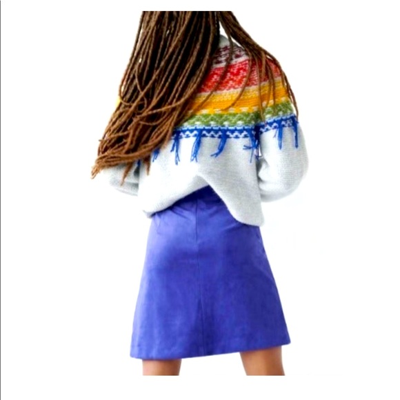 NWT Anthropologie Blue Faux Suede Skirt - Picture 2 of 13